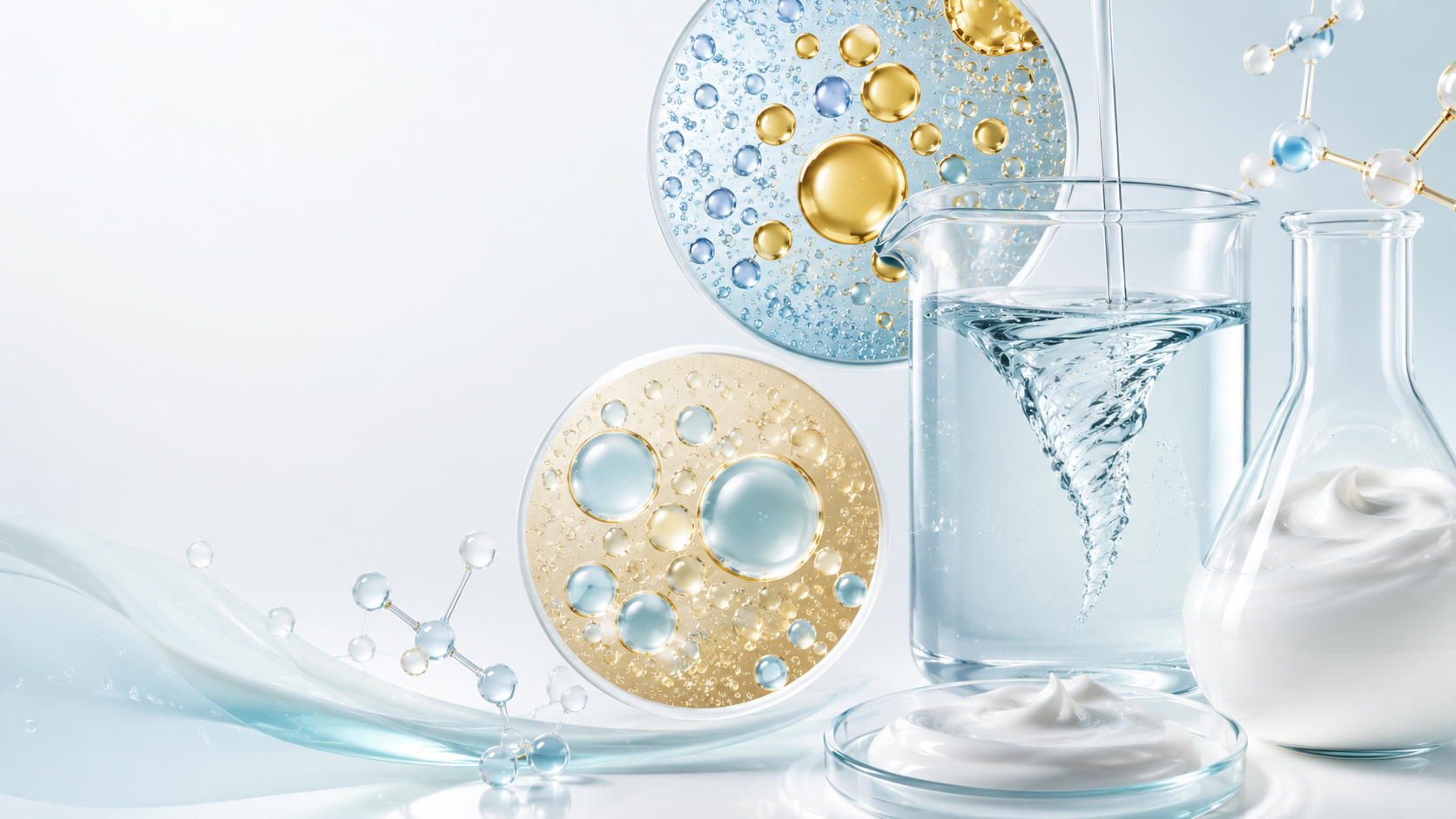 Imagem ilustrativa de emulsões e formulação cosmética