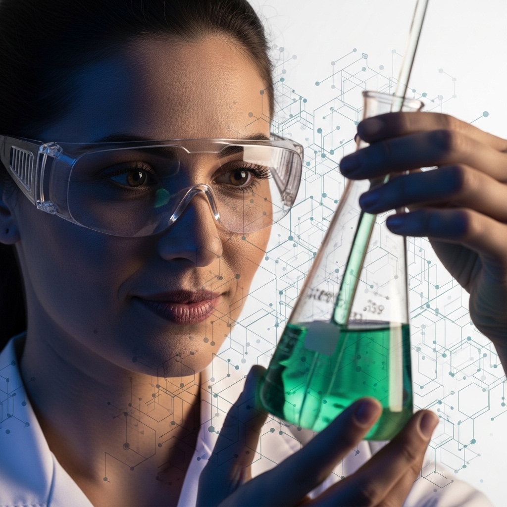 Imagem ilustrativa de laboratório e cosmetologia